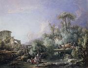 Francois Boucher, Landscape with a Young Fisherman